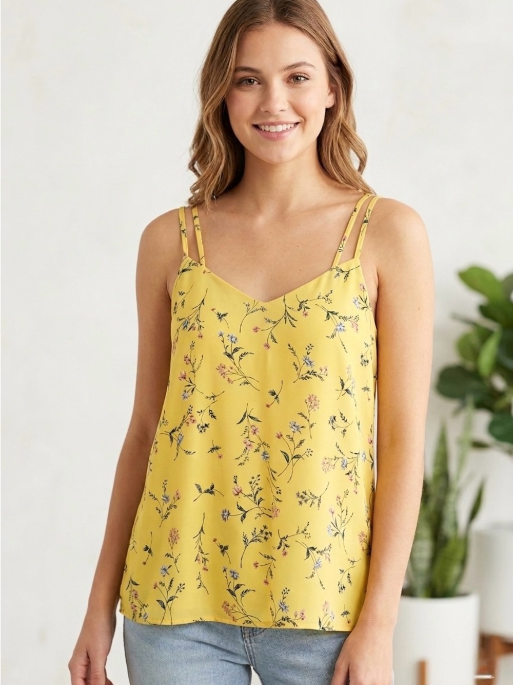 Yellow Floral Camisole Top